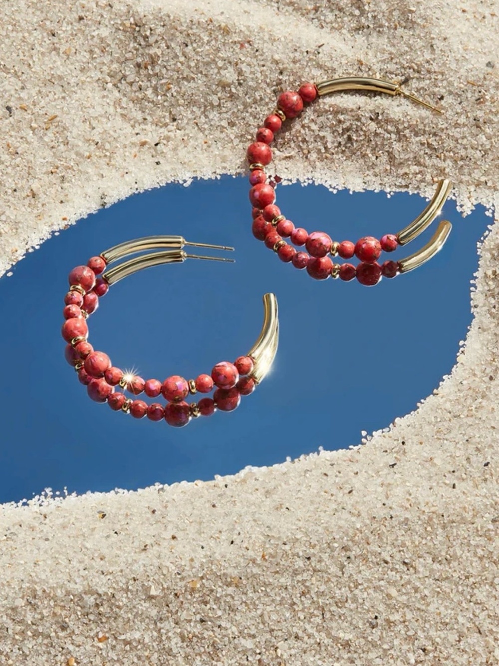 Kendra Scott Red Fushia Magnesite Beaded Hoops - Picture 4 of 9
